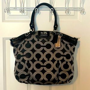 Coach Madison Op Art Lindsey Black Fabric Satchel